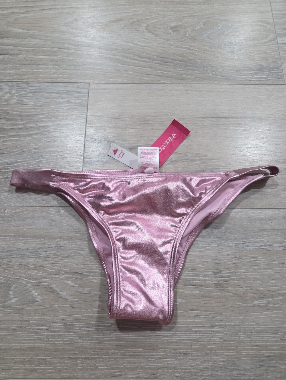 Xhilaration Pink Metallic Shiny Cheeky Bikini Swim Bottom New Size Juniors M NWT